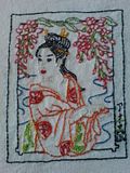 embroidery - geisha bathing