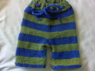 Blue and green striped shorties