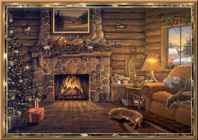 Xmas Fireplace Scene Pictures, Images and Photos