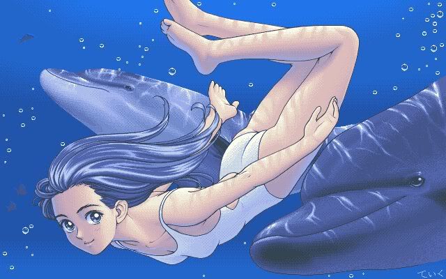 Anime Girl Wallpaper. Dolphin Swimming - Anime Girl