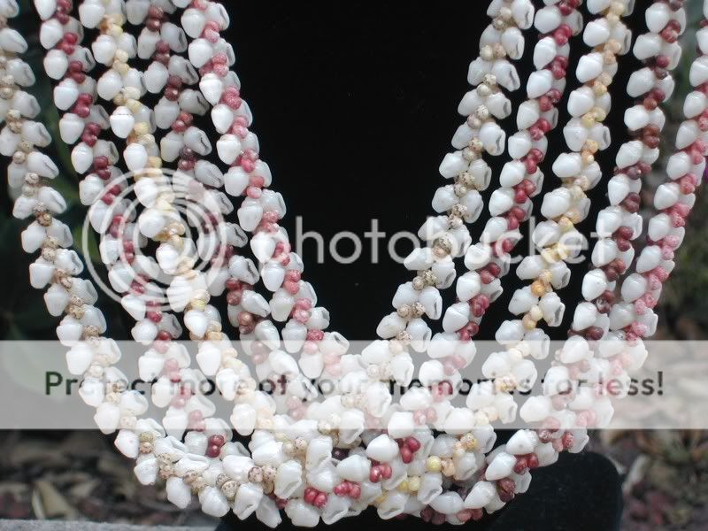 RARE 100% NIIHAU SHELL 5 STRAND 5 COLOR 41.75 HELECONIA LEI  