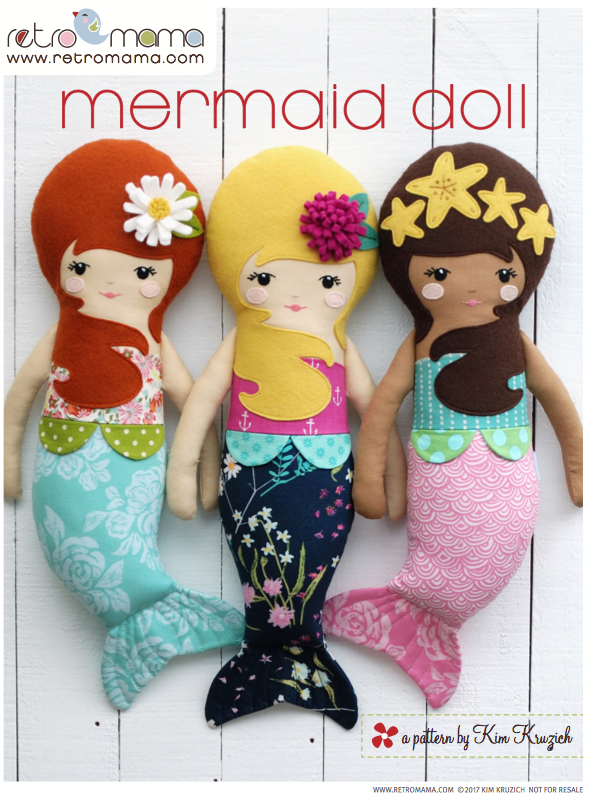  Mermaid Doll PDF sewing pattern by Retro Mama