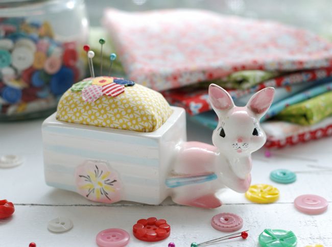  Vintage bunny pincushion