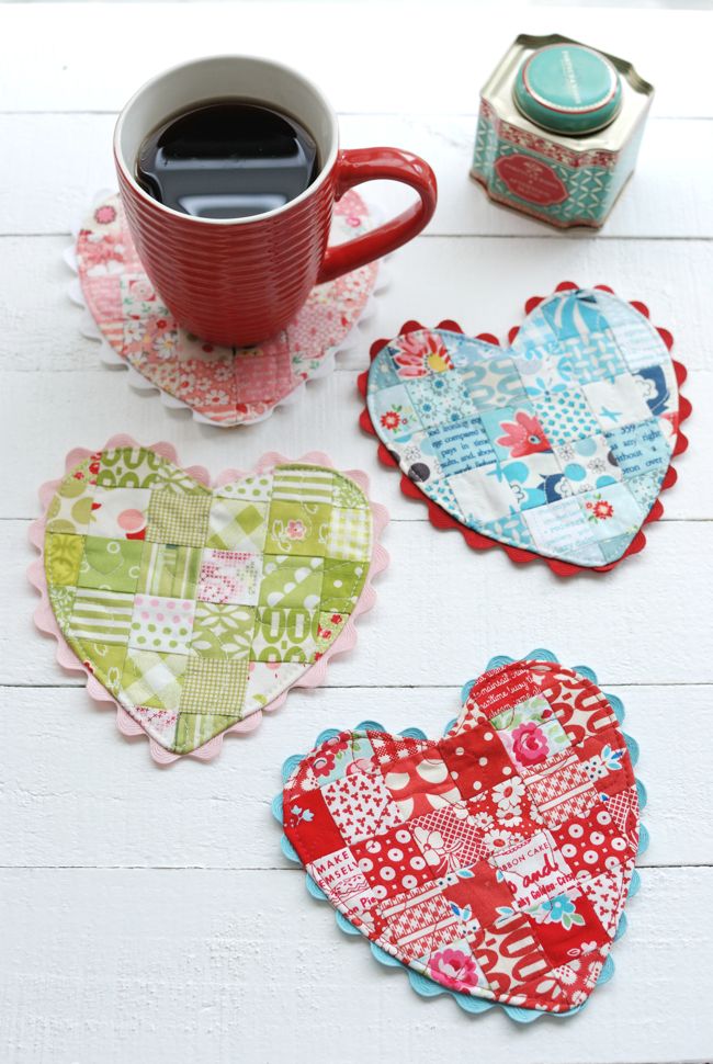  patchwork heart coasters