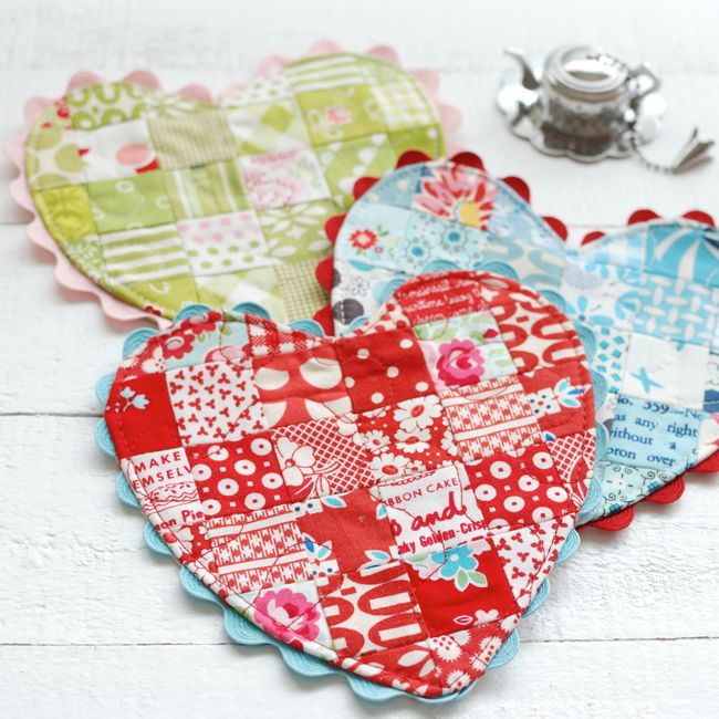  patchwork heart coasters